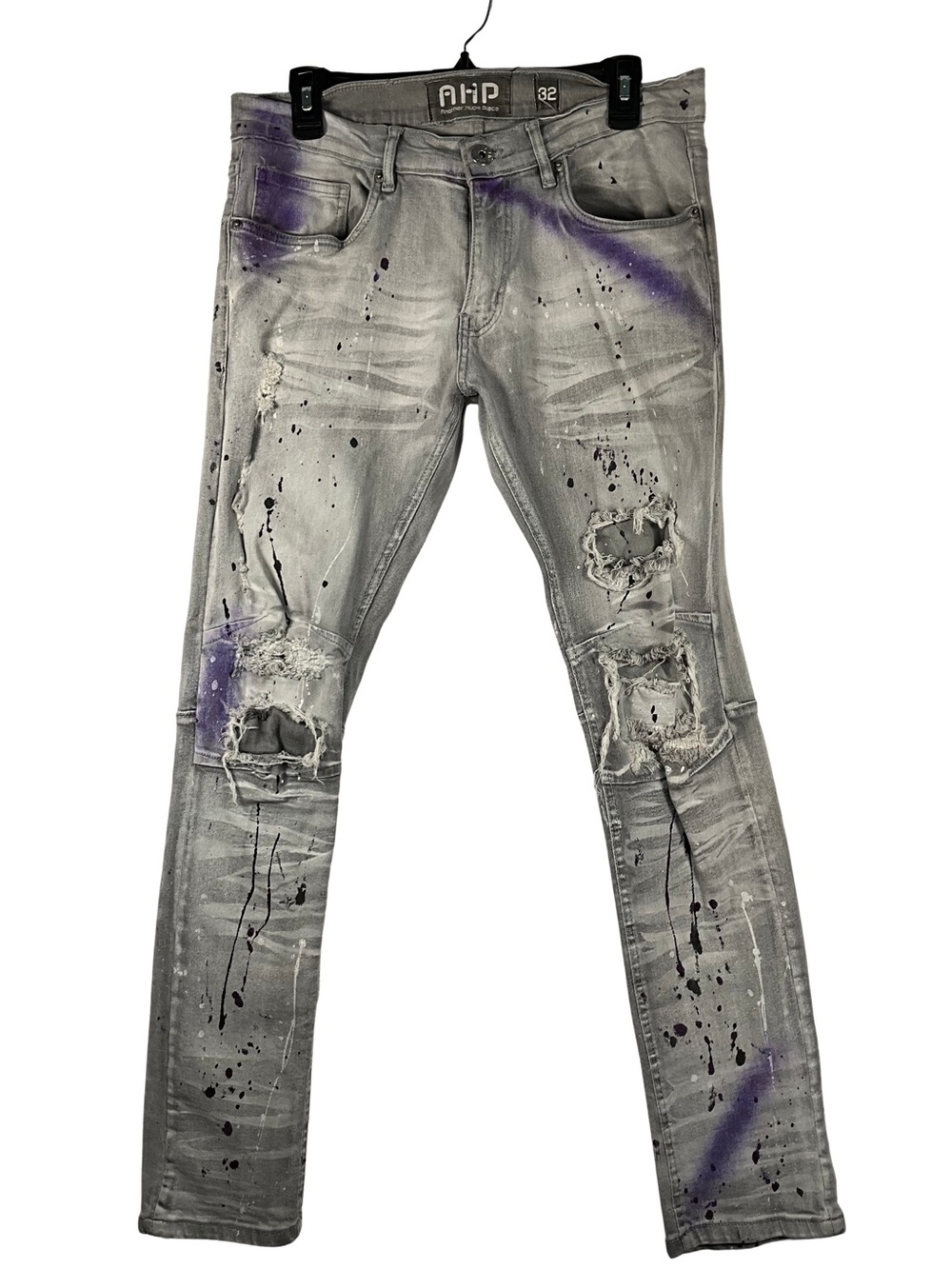 AHP Another Hype Piece Jeans Size 32 Distressed Paint Splattered Skinny Jeans